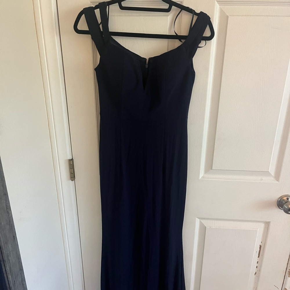 Xscape off the shoulder navy blue dress - black tie